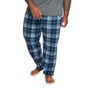 Sonoma Pajama Pants Men 4XB Big Tall Elastic Waist Pockets Microfleece Blue